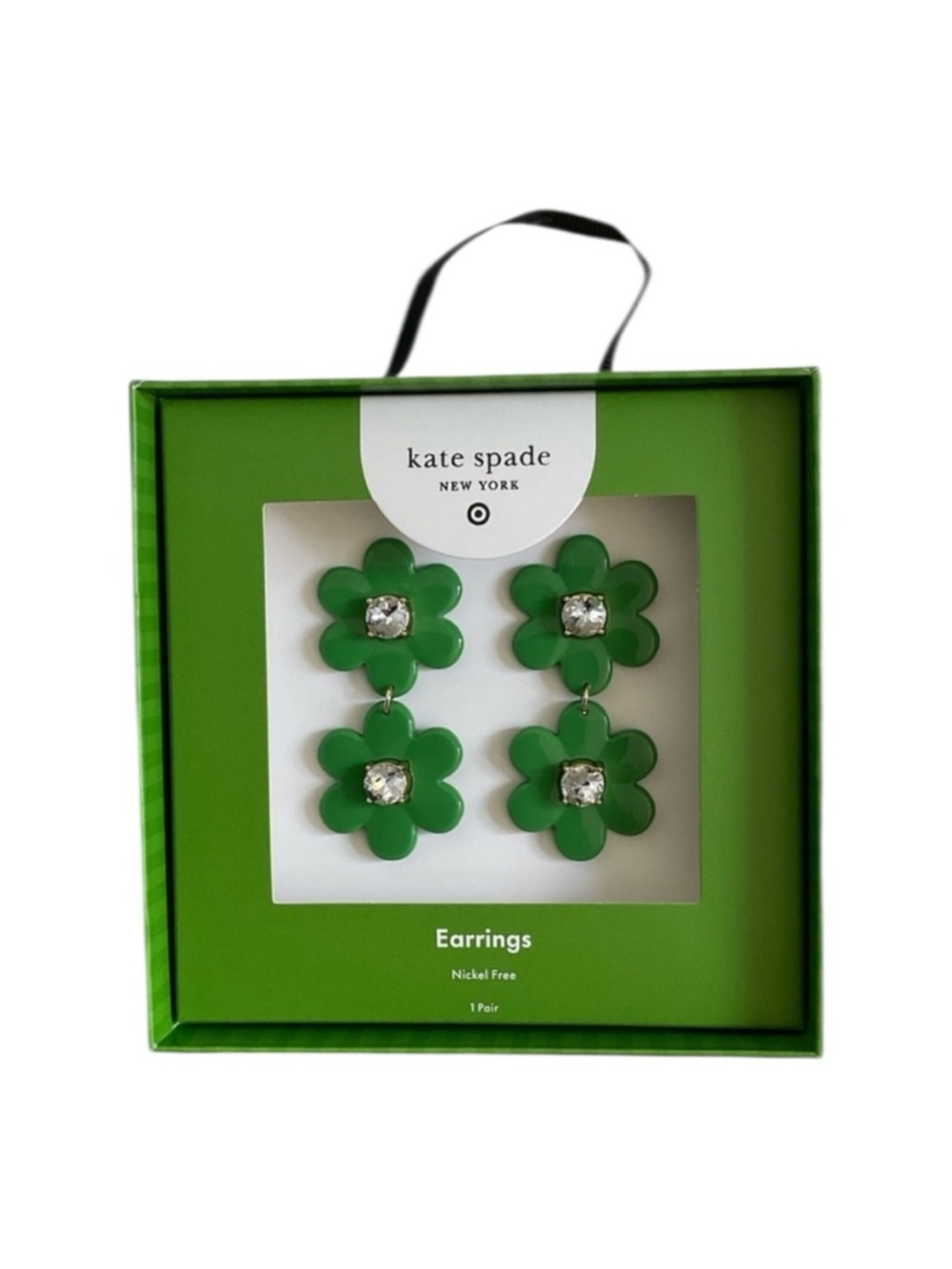 NWT Kate Spade New York x Target Green Floral Linear Earrings New In Box Limited